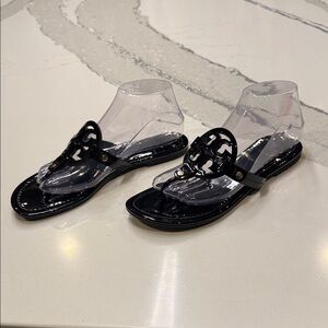 Tory Burch Patent Black Classic Sandals Worn Once Sz 8.5